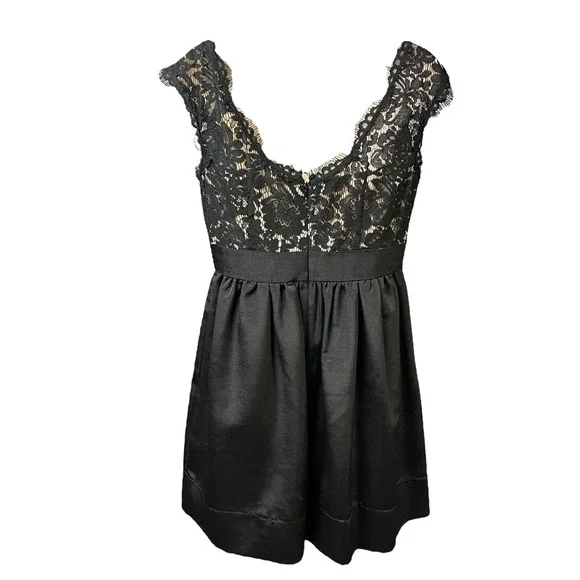 Eliza J Dress‎ Women 8P Black Floral Lace Sleeveless Boat Neck Little Black Chic - Picture 8 of 14